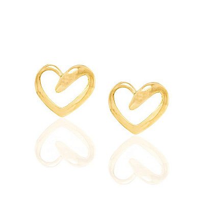 BRINCO FOLHEADO A OURO CORAÇÃO VAZADO. MED 1,1CM ROMMANEL 520968