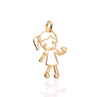 PINGENTE MENINA FOLHEADO A OURO COM CORAÇÃO NA MÃO. MED 3CM ROMMANEL 541304