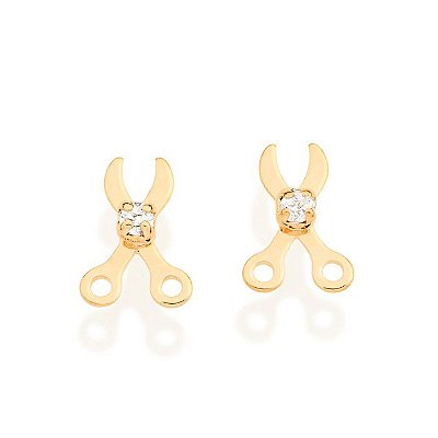 BRINCO INFANTIL FOLHEADO A OURO TESOURA. MED 0,8CM ROMMANEL 522826