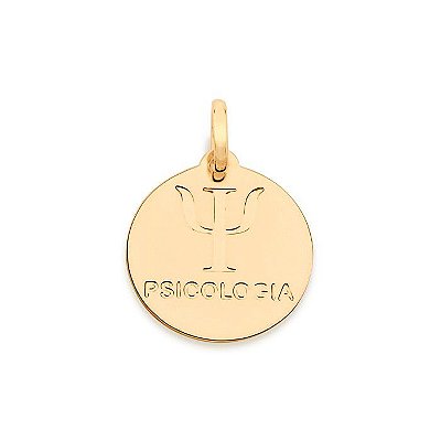 PINGENTE MEDALHA FOLHEADOA A OURO PROFISSÃO PSICOLOGIA. MED 2,0CM ROMMANEL 542274