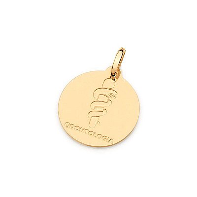 PINGENTE MEDALHA FOLHEADO A OURO PROFISSÃO ODONTOLOGIA. MED 2,0CM ROMMANEL 542331