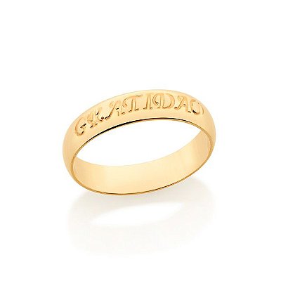 ALIANÇA FOLHEADA A OURO GRATIDÃO ROMMANEL 512965