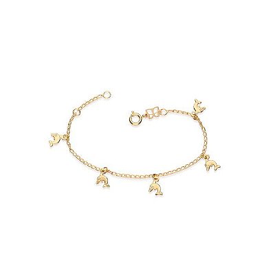 PULSEIRA INFANTIL GOLFINHOS FOLHEADO A OURO. MED 16CM ROMMANEL 550600