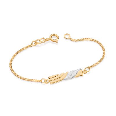 PULSEIRA INFANTIL FOLHEADO A OURO COM PLAQUINHA RETÂNGULAR. MED 14CM ROMMANEL 550216