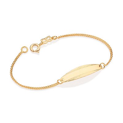 PULSEIRA INFANTIL FOLHEADO A OURO COM PLAQUINHA DIAMANTADA. MED 15CM ROMMANEL 550306