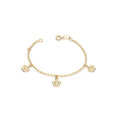 PULSEIRA INFANTIL FOLHEADO A OURO COM BERLOQUES COROA. MED 16CM ROMMANEL 551181
