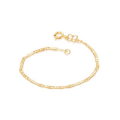 PULSEIRA INFANTIL FOLHEADO A OURO PINO DIAMANTADO. MED 14CM ROMMANEL 550744