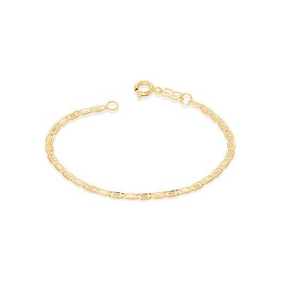 PULSEIRA INFANTIL FOLHEADO A OURO ELOS ACHATADOS. MED 14CM ROMMANEL 550804