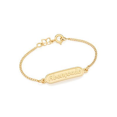 PULSEIRA INFANTIL FOLHEADO A OURO ABENÇOADO. MED 12/16CM ROMMANEL 551498