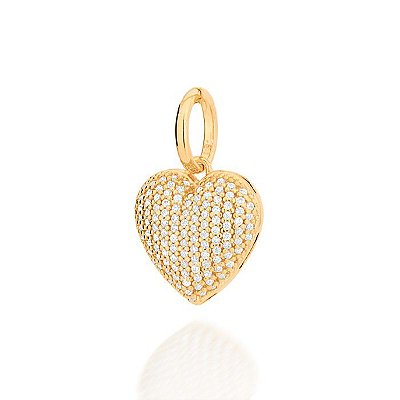 PINGENTE FOLHEADO A OURO CORAÇÃO CRAVEJADO. MED 2,5CM ROMMANEL 542368