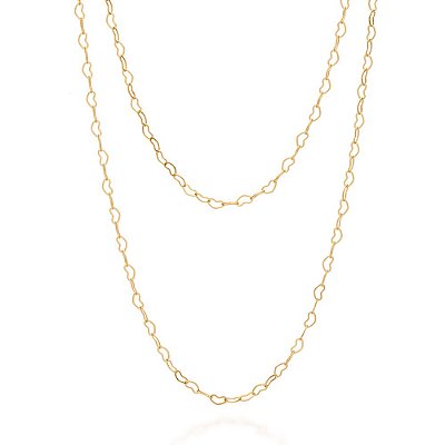 GARGANTILHA DUPLA FOLHEADO A OURO ARO CORAÇÕES. MED 45CM ROMMANEL 531131