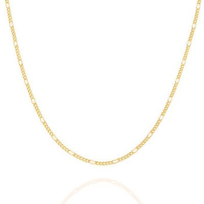 CORRENTE FOLHEADO A OURO FIO ALTERNADO. MED 42CM ROMMANEL 530070