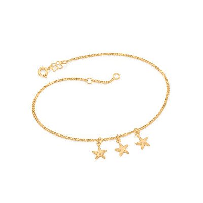 TORNOZELEIRA FOLHEADO A OURO COM PINGENTES ESTRELAS DO MAR. MED 25CM ROMMANEL 551668