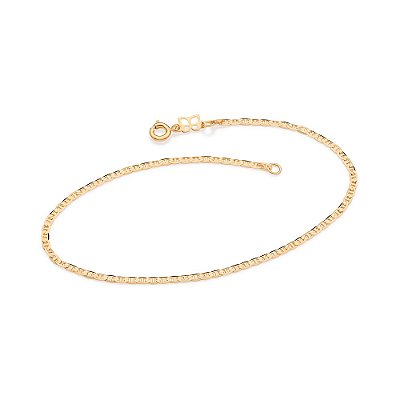 TORNOZELEIRA FOLHEADO A OURO PINO DIAMANTADO. MED 23/25CM ROMMANEL 550745