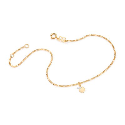 TORNOZELEIRA FOLHEADO A OURO COM BERLOQUE DE MAÇÃ. MED 25CM ROMMANEL 550192