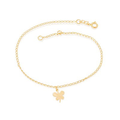 TORNOZELEIRA FOLHEADO A OURO BORBOLETA. MED 25CM ROMMANEL 550611