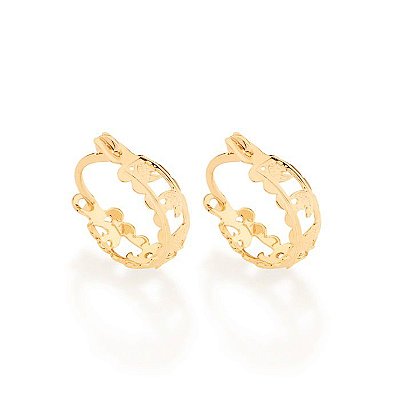ARGOLA INFANTIL FOLHEADO A OURO COM BORDAS TRABALHADAS. MED 1,1CM ROMMANEL 523350