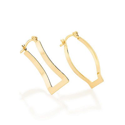 ARGOLA FOLHEADO A OURO FORMATO RETANGULAR. MED 3,1CM ROMMANEL 522750