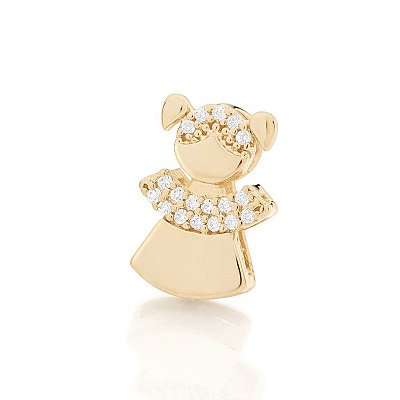 PINGENTE FOLHEADO A OURO MENINA COM ZIRCÔNIAS. MED 1,3CM ROMMANEL 542142