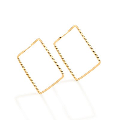 ARGOLA FINA FOLHEADO A OURO FORMATO QUADRADO. MED 3,5CM ROMMANEL 522198