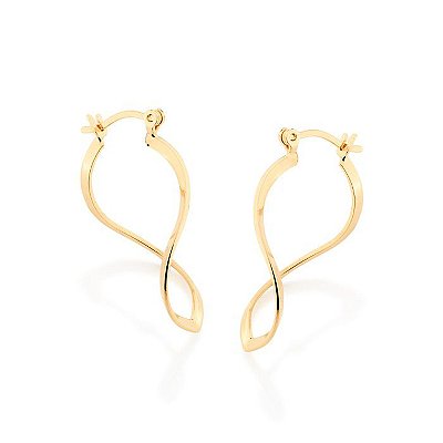 ARGOLA FOLHEADO A OURO FORMATO NAVETE ONDULADA. MED 3,4CM ROMMANEL 523849
