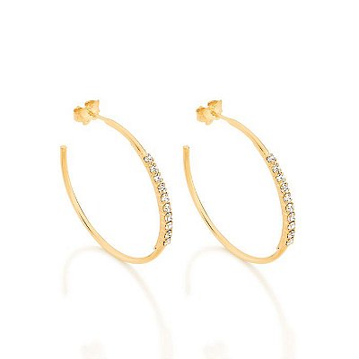 ARGOLA FOLHEADO A OURO COM CRISTAIS. MED 3,5CM ROMMANEL 523310