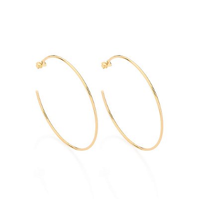 ARGOLA GRANDE ARO FINO FOLHEADO A OURO. MED 6CM ROMMANEL 522257