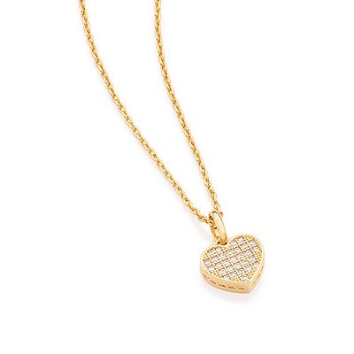 GARGANTILHA FOLHEADO A OURO CORAÇÃO CRAVEJADO. MED 50CM ROMMANEL 531598