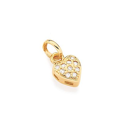 PINGENTE FOLHEADO A OURO CORAÇÃO COM ZIRCÔNIAS. MED 0,4CM ROMMANEL 541537
