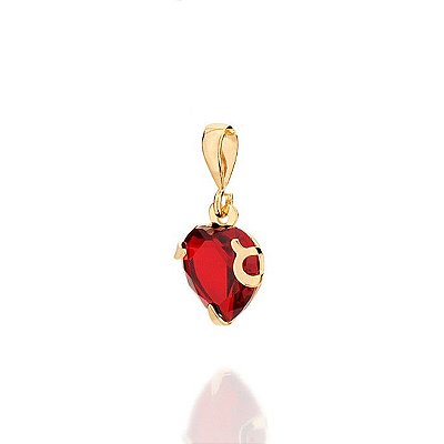 PINGENTE FOLHEADO A OURO COM CRISTAL DE CORAÇÃO VERMELHO. MED 1CM ROMMANEL 541790
