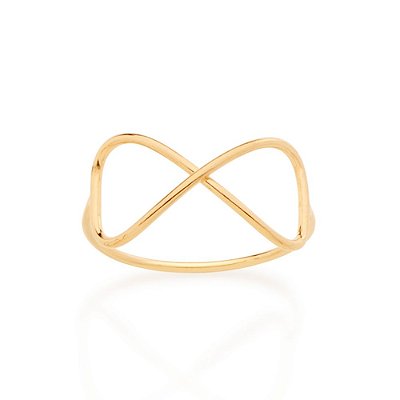 ANEL FOLHEADO A OURO SIMBOLO DO INFINITO VAZADO ROMMANEL 512564
