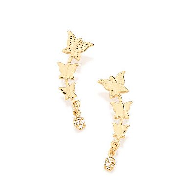 BRINCO FOLHEADO A OURO BORBOLETAS. MED 2,5CM ROMMANEL 524618