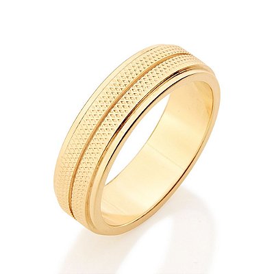 ALIANÇA FOLHEADO A OURO COM DETALHES TRABALHADOS 6MM ROMMANEL 511991