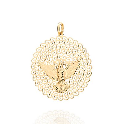 PINGENTE FOLHEADO A OURO ESPÍRITO SANTO. MED 3,5CM ROMMANEL 541526