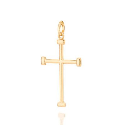 PINGENTE MASCULINO FOLHEADO A OURO CRUZ COM PONTAS RETANGULARES. MED 4,10CM ROMMANEL 542208