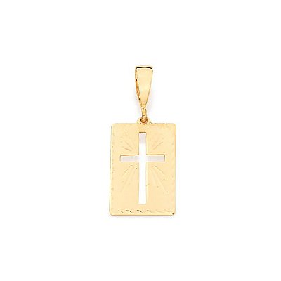 PINGENTE MASCULINO FOLHEADO A OURO CRUZ VAZADA. MED. 2CM ROMMANEL 540104