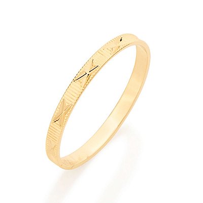 ALIANÇA DIAMANTADA FOLHEADO A OURO COM DETALHES EM X 2MM ROMMANEL 510027