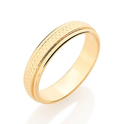 ALIANÇA FOLHEADO A OURO COM ARO DE BORDAS 4MM ROMMANEL 510916