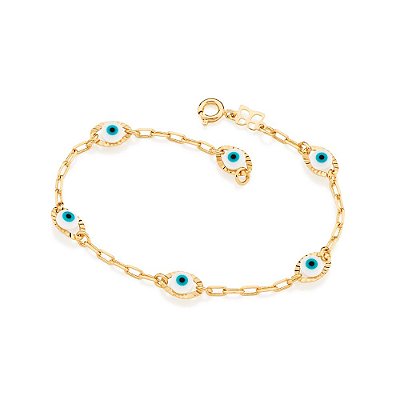 PULSEIRA FOLHEADO A OURO OLHO GREGO. MED 19CM ROMMANEL 551411
