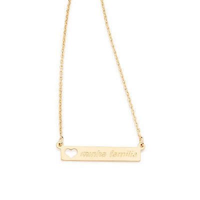 GARGANTILHA FOLHEADO A OURO COM PLACA MINHA FAMILIA. MED 50CM ROMMANEL 531862