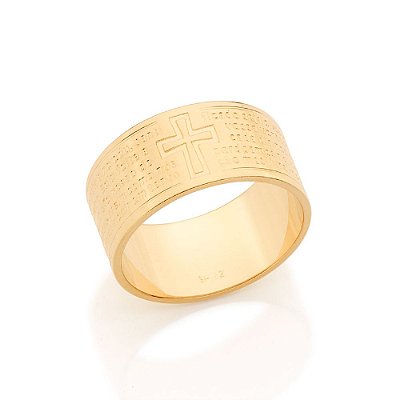 ANEL FOLHEADO A OURO ORAÇÃO PAI NOSSO. MED 1CM ROMMANEL 512574