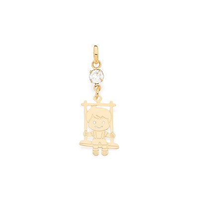 PINGENTE FOLHEADO A OURO MENINO NO BALANÇO. MED 3,3CM ROMMANEL 541926