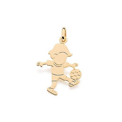 PINGENTE FOLHEADO A OURO MENINO COM BOLA. MED 2,4CM ROMMANEL 541799