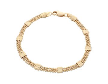 PULSEIRA FOLHEADO A OURO FIO TRIPLO COM BOLINHAS. MED 18/20CM ROMMANEL 551063