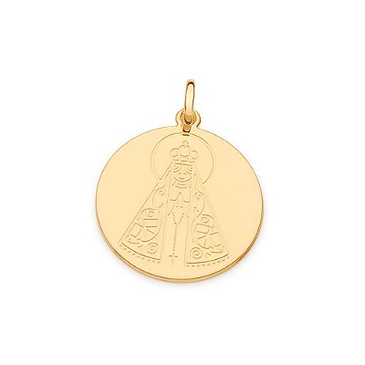 PINGENTE MEDALHA FOLHEADO A OURO NOSSA SENHORA APARECIDA. MED 2,7CM ROMMANEL 542322