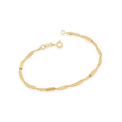 PULSEIRA FOLHEADO A OURO COM PEQUENOS TUBOS. MED 18/19CM ROMMANEL 550423
