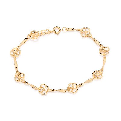 PULSEIRA FOLHEADO A OURO TREVOS DE 4 FOLHAS VAZADOS. MED 18/19CM ROMMANEL 550572