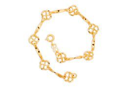 PULSEIRA FOLHEADO A OURO TREVOS DE 4 FOLHAS VAZADOS. MED 18/19CM ROMMANEL 550572