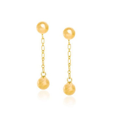 BRINCO FOLHEADO A OURO BOLAS LISAS INTERCALADAS POR FIO ELOS. MED 3CM ROMMANEL 523006