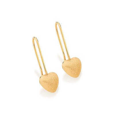 BRINCO FOLHEADO A OURO CORAÇÃO FOSCO. MED 2,2CM ROMMANEL 522668